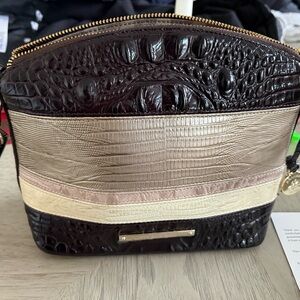 Brahmin Dark Brown and Cream Crossbody Bag